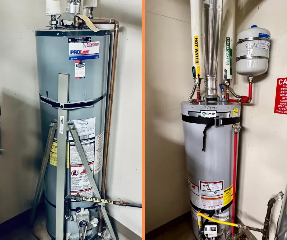 Water heater replacement before and after
